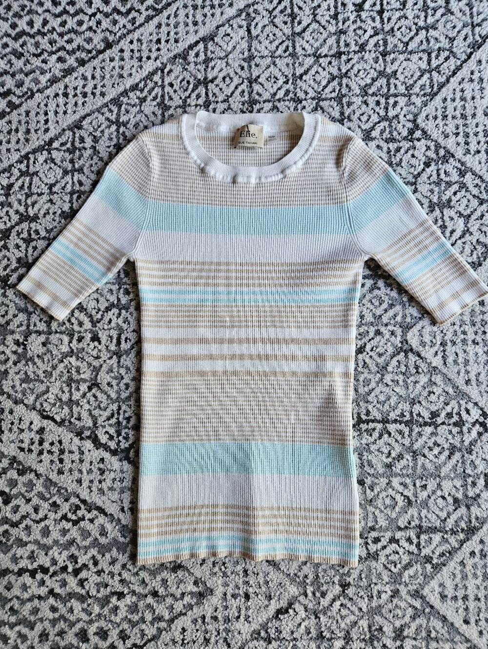 Elie. Elie Tahari Striped Short Sleeve Sweater Size XS